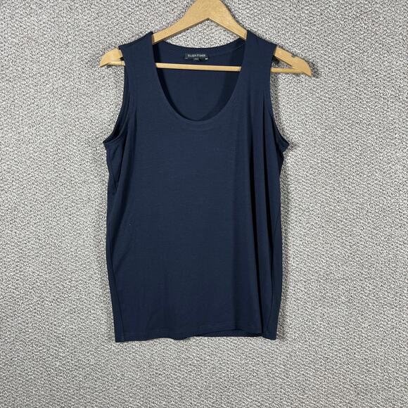 Eileen Fisher Tank Top Womens Size XS Blue Scoop Neck Sleeveless Pullover Casual - Picture 1 of 10